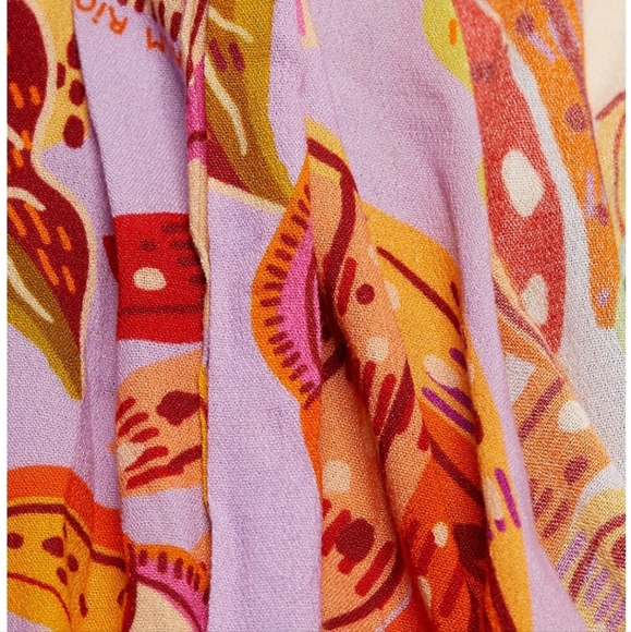 Farm Rio Anthropologie Beaks and Bananas lilac maxi wrap dress size S - Picture 10 of 14